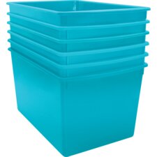 Teal Plastic Multi-Purpose Bin 6 Pack