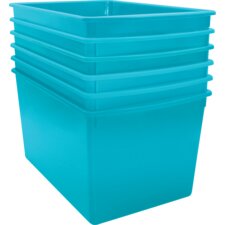 Teal Plastic Multi-Purpose Bin 6 Pack Teal Plastic Multi-Purpose Bin 6 Pack