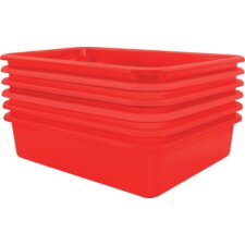 Red Large Plastic Letter Tray 6 Pack