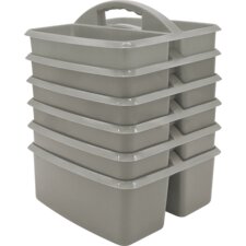 Gray Plastic Storage Caddy 6 Pack