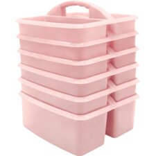 Light Pink Plastic Storage Caddy 6-Pack