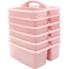 Light Pink Plastic Storage Caddy 6-Pack Light Pink Plastic Storage Caddy 6-Pack