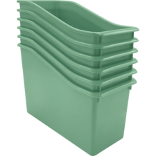 Eucalyptus Green Plastic Book Bin 6-Pack