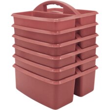 Deep Rose Plastic Storage Caddy 6-Pack