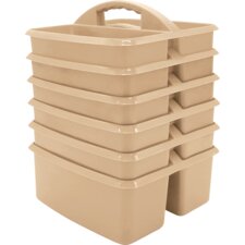 Light Brown Plastic Storage Caddy 6-Pack