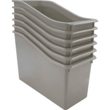 Gray Plastic Book Bin 6-Pack