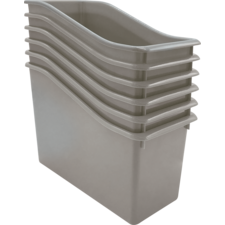 Gray Plastic Book Bin 6-Pack