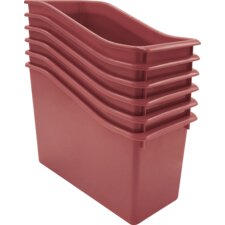 Deep Rose Plastic Book Bin 6-Pack