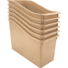 Light Brown Plastic Book Bin 6-Pack