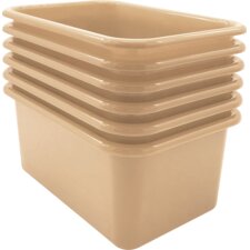 Light Brown Small Plastic Storage Bin 6-pack