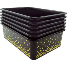 Black Confetti Large Plastic Storage Bins 6-Pack