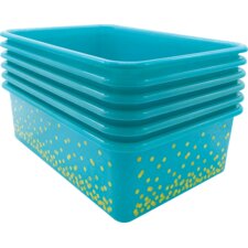 Teal Confetti Large Plastic Storage Bins 6-Pack Teal Confetti Large Plastic Storage Bins 6-Pack