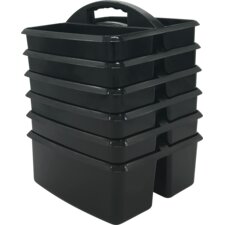 Black Plastic Storage Caddies 6-Pack