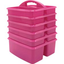 Pink Plastic Storage Caddies 6-Pack