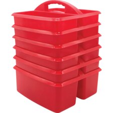 Red Plastic Storage Caddies 6-Pack