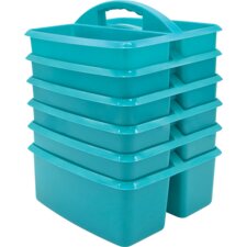 Teal Plastic Storage Caddies 6-Pack Teal Plastic Storage Caddies 6-Pack