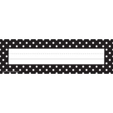 Black Polka Dots Flat Name Plates Black Polka Dots Flat Name Plates