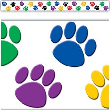 Colorful Paw Prints Straight Border Trim