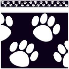 Black with White Paw Prints Straight Border Trim Black with White Paw Prints Straight Border Trim