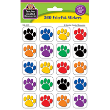 Colorful Paw Prints Stickers Valu-Pak