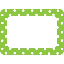 Lime Polka Dots 2 Name Tags/Labels