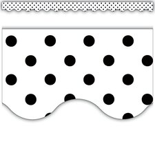 Black Polka Dots on White Scalloped Border Trim Black Polka Dots on White Scalloped Border Trim