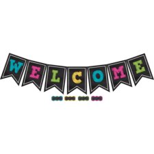 Chalkboard Brights Pennants Welcome Bulletin Board Display Set Chalkboard Brights Pennants Welcome Bulletin Board Display Set
