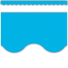 Aqua Solid Scalloped Border Trim