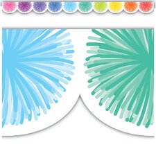 Colorful Poms Scalloped Die-Cut Border Trim Colorful Poms Scalloped Die-Cut Border Trim