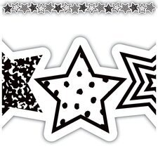 Black and White Stars Die-Cut Border Trim Black and White Stars Die-Cut Border Trim