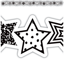 Black and White Stars Die-Cut Border Trim