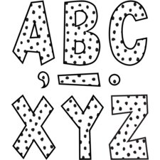 Black Painted Dots on White 7" Fun Font Letters Black Painted Dots on White 7" Fun Font Letters