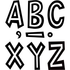 Black and White 7" Fun Font Letters Black and White 7" Fun Font Letters