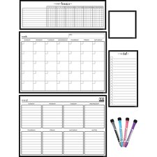 Black & White Dry-Erase Magnetic Calendar Set