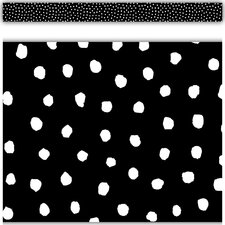 White Painted Dots on Black Straight Border Trim White Painted Dots on Black Straight Border Trim
