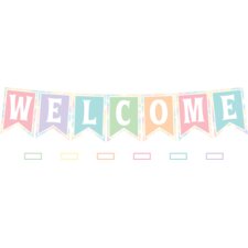 Pastel Pop Pennants Welcome Bulletin Board