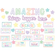 Pastel Pop Amazing Things Happen Here Bulletin Board