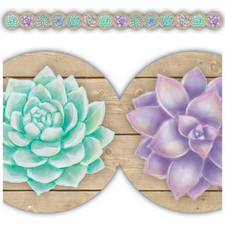 Rustic Bloom Succulents Die-Cut Border Trim