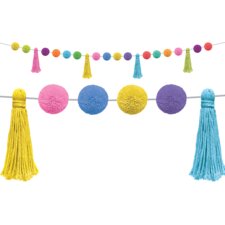 Colorful Pom-Poms and Tassels Garland Colorful Pom-Poms and Tassels Garland