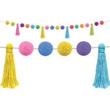 Colorful Pom-Poms and Tassels Garland