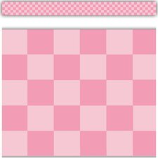 Cool for School Pink Checkers Straight Border Trim Cool for School Pink Checkers Straight Border Trim