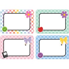 Cool for School Checkers Name Tags/Labels - Multi-Pack
