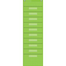 Lime Polka Dots 10 Pocket File Storage Pocket Chart