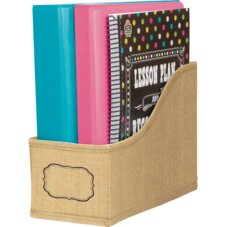 Burlap Book Bin