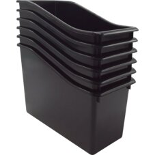 Black Plastic Book Bin 6 Pack