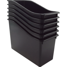 Black Plastic Book Bin 6 Pack