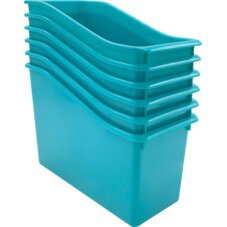 Teal Plastic Book Bin 6 Pack