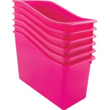 Pink Plastic Book Bin 6 Pack