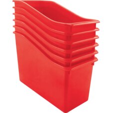 Red Plastic Book Bin 6 Pack