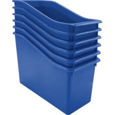 Blue Plastic Book Bin 6 Pack